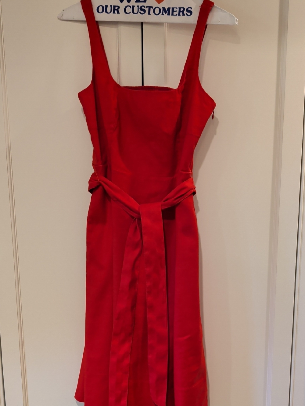 Banana Republic Red Midi Dress with Tie Waist, 6P